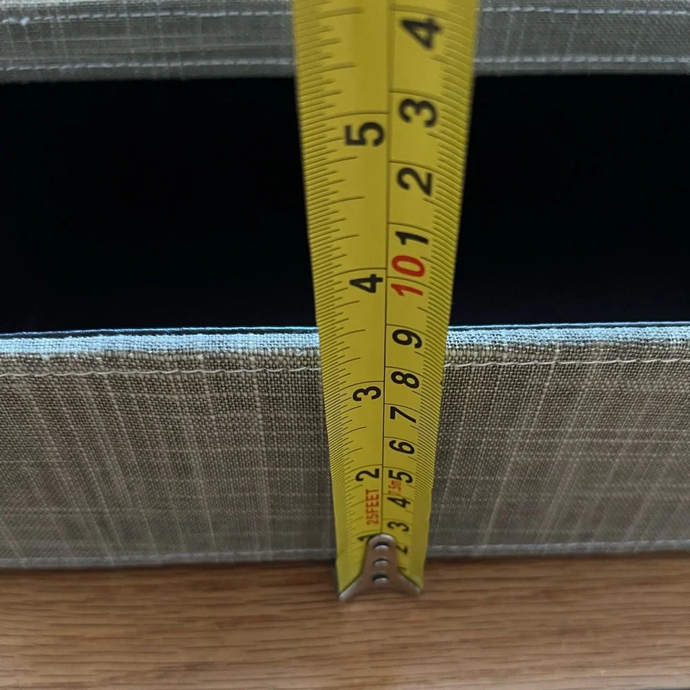 The Container Store Gray Linen Fabric Storage Box Label Holder Organizer